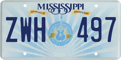 MS license plate ZWH497