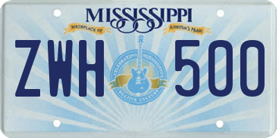 MS license plate ZWH500