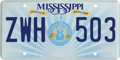 MS license plate ZWH503