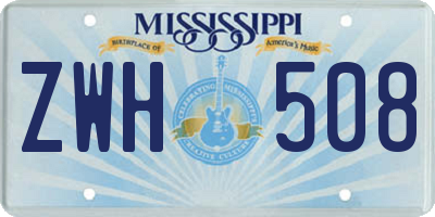 MS license plate ZWH508