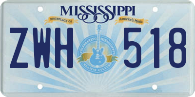 MS license plate ZWH518