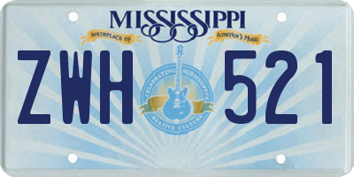MS license plate ZWH521