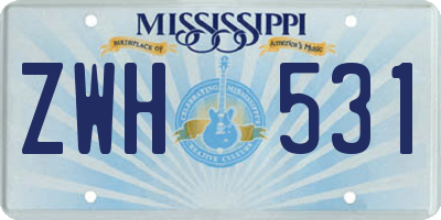 MS license plate ZWH531