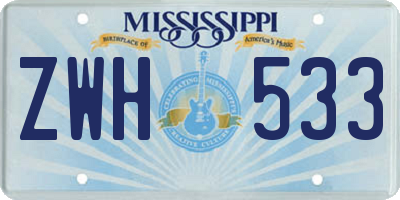MS license plate ZWH533