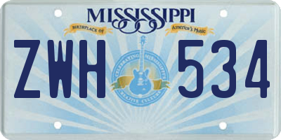 MS license plate ZWH534