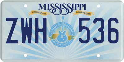 MS license plate ZWH536