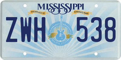 MS license plate ZWH538