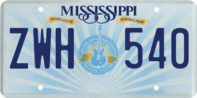 MS license plate ZWH540