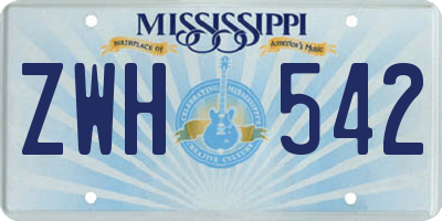 MS license plate ZWH542