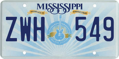 MS license plate ZWH549