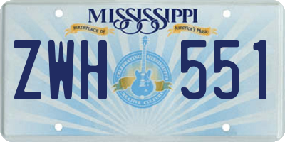 MS license plate ZWH551