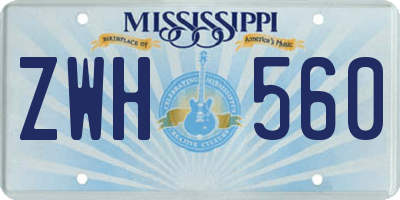 MS license plate ZWH560