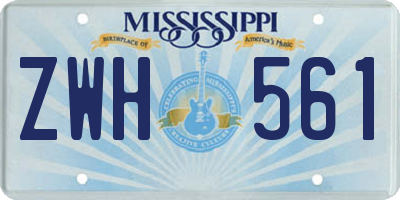 MS license plate ZWH561