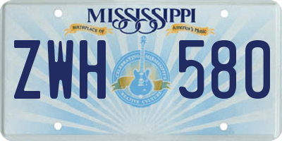 MS license plate ZWH580