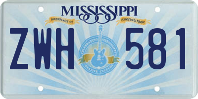 MS license plate ZWH581