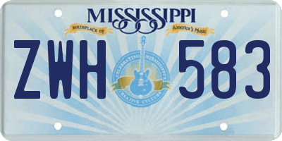 MS license plate ZWH583