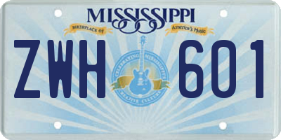 MS license plate ZWH601