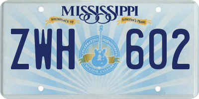 MS license plate ZWH602