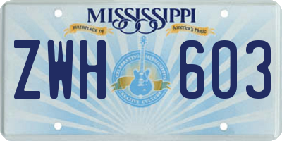 MS license plate ZWH603
