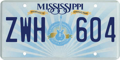 MS license plate ZWH604