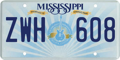 MS license plate ZWH608