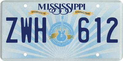 MS license plate ZWH612