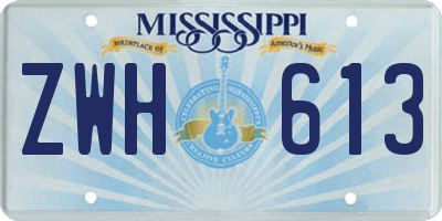 MS license plate ZWH613