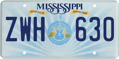 MS license plate ZWH630