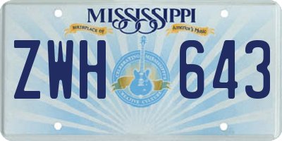 MS license plate ZWH643