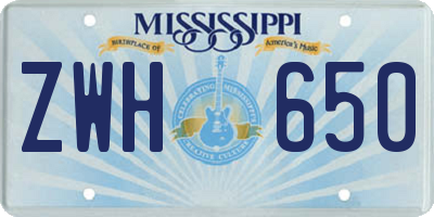 MS license plate ZWH650