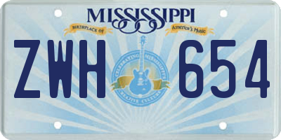 MS license plate ZWH654