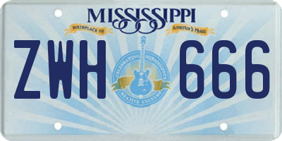 MS license plate ZWH666