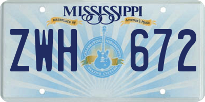 MS license plate ZWH672