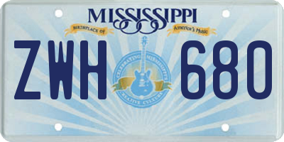 MS license plate ZWH680