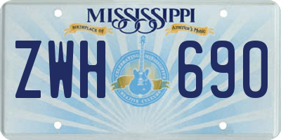MS license plate ZWH690
