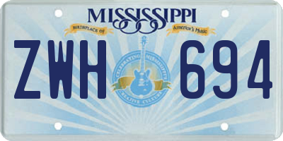 MS license plate ZWH694