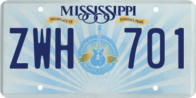 MS license plate ZWH701