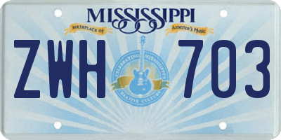 MS license plate ZWH703