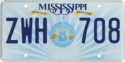 MS license plate ZWH708