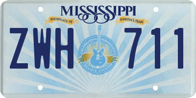 MS license plate ZWH711