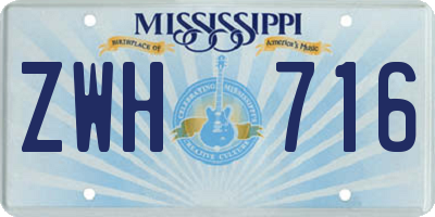 MS license plate ZWH716