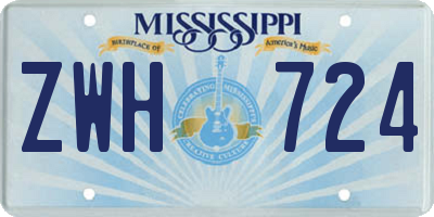MS license plate ZWH724