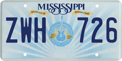 MS license plate ZWH726