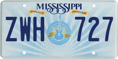 MS license plate ZWH727