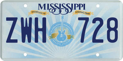 MS license plate ZWH728