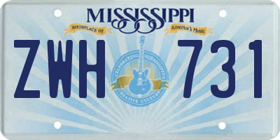 MS license plate ZWH731