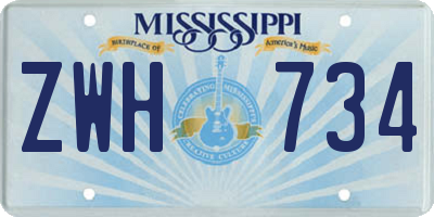 MS license plate ZWH734