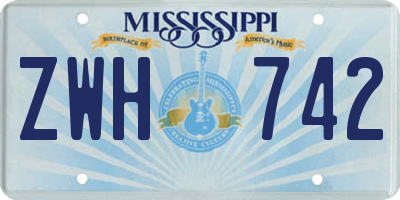 MS license plate ZWH742