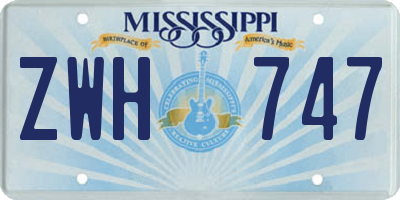 MS license plate ZWH747