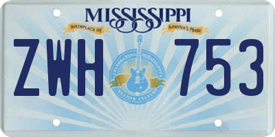 MS license plate ZWH753